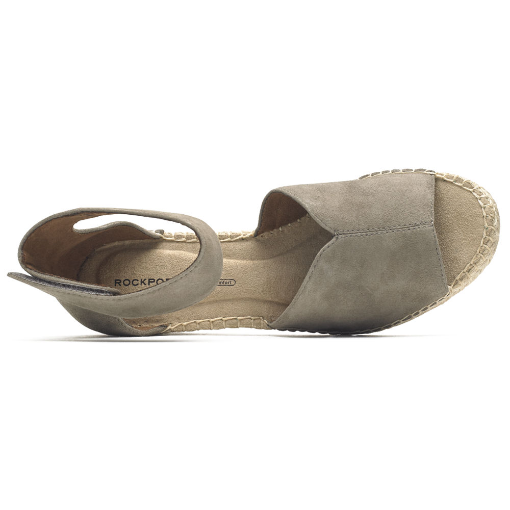 Rockport Singapore Womens Sandals - Marah Peep Toe Espadrille Grey - FA2947103